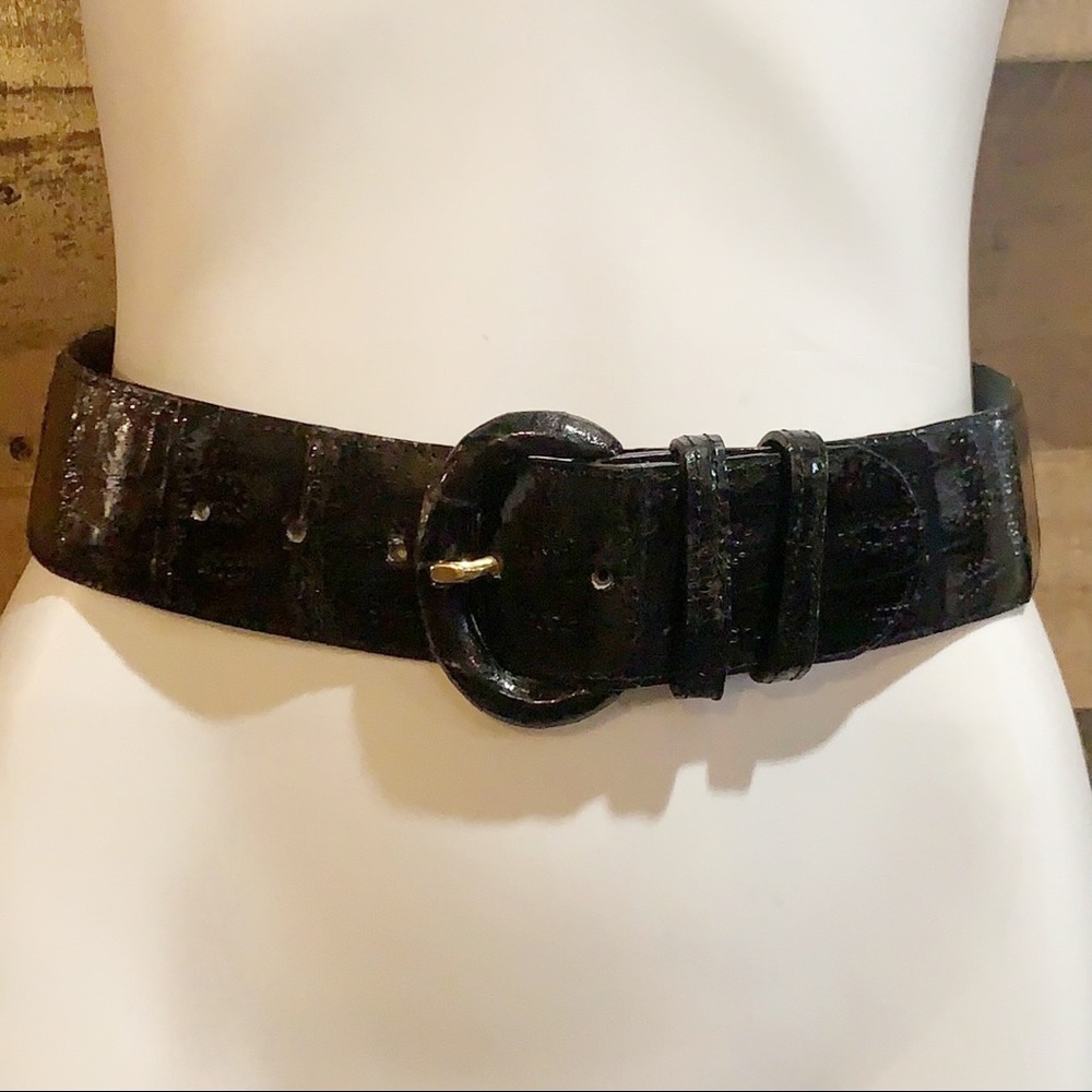 Henri Bendel Black Crocodile Statement Belt 70/85 - Picture 5 of 11